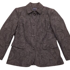 Chadwicks Gray Paisley Floral Pattern Wool Blend Blazer Jacket Womens Size 4
